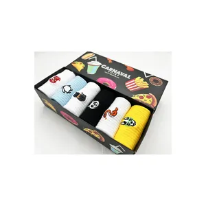 Juego de 6 Calcetines con Bordado de Animales Adorables, Transpirables, de Spandex, Tejidos, con Logotipo Personalizado, Talla Única para Uso Diario - Product Image 1