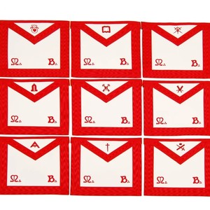 Freimaurerische Schottische Riten Bestickte Quadratische Perlen Aufnähbare Lederschürzen Set Hochwertig - Product Image 3