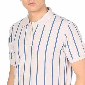 Hombres Casual de manga corta transpirable logotipo personalizado venta al por mayor de alta calidad de algodón a rayas hombres camisetas Polo camisa - Product Image 1