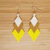 Pendientes de moda de alta calidad hechos a mano para mujer, cuentas de semillas de diseñador de tendencia, ganchillo