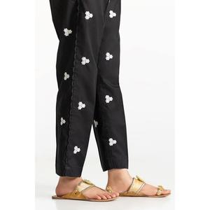 Pantalon Harem Décontracté Noir Respirant pour Femme, Léger, Brodé, en Tissu Léger, avec Taille Élastique, Styles d'Été - Product Image 1