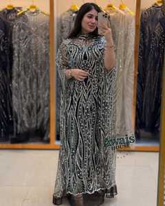 Vestido de Noche de Lujo Premium con Bordado de Cristal y Perlas, Largo hasta el Suelo, Corte en A, Cintura Imperio, para Bodas y Fiestas, 100% Poliéster - Product Image 1