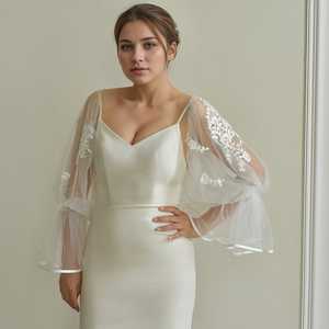 Bridella MM45-I Red Lace & Mesh Lightweight Elegant Shoulder Sleeve Career <b>Dress</b> for Weddings & <b>Proms</b> Formal Events - Product Image 1