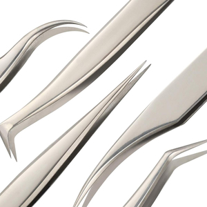 Pinzas profesionales antimagnéticas de titanio de 90 grados, Punta puntiaguda de calidad suiza para pestañas de volumen, muestra gratis - Product Image 4
