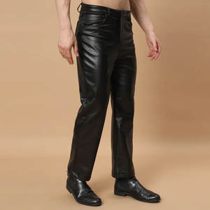 Personalizado hecho mejor estilo venta en línea pantalones de cuero Venta caliente pantalones de cuero de los hombres en precio al por mayor - Product Image 6