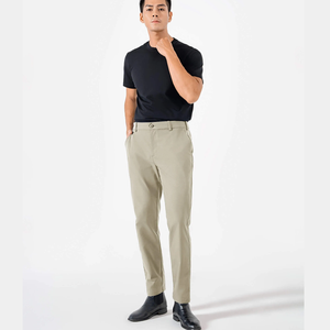 Pantalones formales caqui OEM para hombre, pantalones informales con cremallera a media cintura con servicio personalizado - Product Image 4