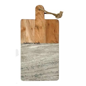 Tabla de quesos de mármol y madera de alta calidad, herramientas de cocina de madera de mármol multifuncional, bloques de cortar de forma redonda con mango largo - Product Image 6