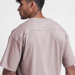 2025 Envío Directo Algodón de peso pesado Alta calidad Color sólido Gimnasio Moda de gran tamaño O-cuello Camiseta personalizada - Product Image 3