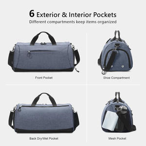 Bolsa de lona duradera con múltiples compartimentos para gimnasio, viajes, actividades deportivas, para hombres y mujeres, bolsa de hombro grande y ligera portátil - Product Image 2