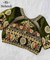 Chemisier en soie grande taille brodé de dentelle à motif géométrique, prêt-à-porter, style ethnique Surat, pour usage quotidien ou formel