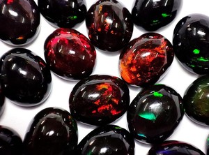 Cabochon opale éthiopienne forme ovale 16x14MM personnalisé grande taille pierre précieuse en vrac de haute qualité couleur jeu Welo Fire opale noire naturelle - Product Image 3
