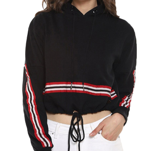 New Trend Women Crop Hoodie Set Custom Logo Oversized Streetwear Fleece Tracksuit - Product Image 4