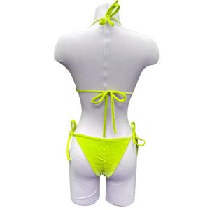 2025 nouveau Sexy velours brillant tissu Bikini ensembles Sexy Mini maillot de bain avec taille haute deux pièces String Bikinis et costume de plage - Product Image 6