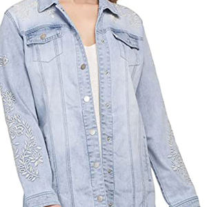 Custom <b>Men's</b> Hooded Varsity Denim <b>Jackets</b> with Animal Print Embroidery 100% Cotton Quick Dry & Breathable Ronpex - Product Image 2