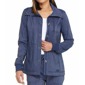 Veste de travail médicale fonctionnelle pour femmes, tissu extensible doux et confortable, vêtement de travail médical léger, fermeture éclair intégrale, poche utilitaire - Product Image 4