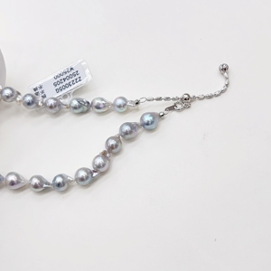Collier de perles Akoya 8,0-9,0 mm, forme baroque blanche, fermoir en argent 925, classique pour femme, à porter au quotidien - Product Image 3