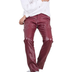 Pantalon en cuir pour hommes de haute qualité Streetwear pantalon en cuir pour hommes respirant pantalon en cuir pour hommes de couleur unie - Product Image 1