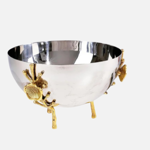 Bol de service en métal poli de qualité supérieure Accent unique de feuille d'or avec finition argentée pour servir des bonbons noix-prix d'usine - Product Image 4