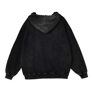 Sweat à capuche unisexe personnalisé OEM en molleton épais polyester/coton, délavage acide vintage, manches classiques pour homme, hiver, numérique - Product Image 3