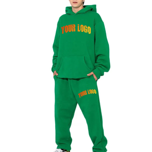 OEM personalizado de invierno de gran tamaño de algodón holgado en blanco pantalones de chándal con capucha conjunto para los hombres Jogging traje deportivo chándal con cuello alto - Product Image 4