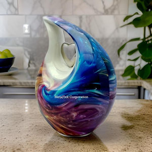 Urna de cremación para adultos, remolino colorido, diseño de corazón en forma de lágrima, fabricante al por mayor, precio bajo, suministros funerarios, lágrima multicolor - Product Image 4