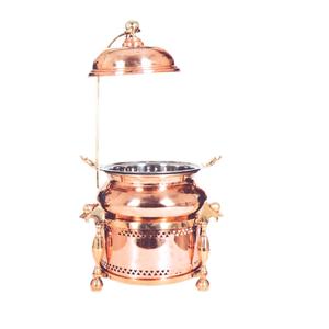 จานชุบทองทำจากโลหะทองแดงตกแต่งโรงแรมสำหรับเสิร์ฟอาหารบุฟเฟ่ต์และจัดเลี้ยงอาหารแนวคิดส่งเสริมการขายจานร้อน - Product Image 4