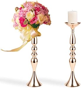 Candelero de Metal dorado rosa de tamaño alto, florero para boda, evento, fiesta, decoración, centro de mesa, jarrón de suelo alto - Product Image 1