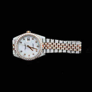Reloj de pulsera automático de lujo 30 quilates VVS Moissanite Diamante tachonado completamente helado diseño llamativo con pantalla de esfera analógica - Product Image 2