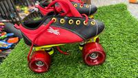 Patins à roulettes unisexes avec dessus en PU, 4 roues, semelle intermédiaire en caoutchouc, fermeture à enfiler, toutes tailles, pour les saisons printemps, automne, hiver