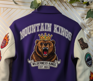 Blouson aviateur universitaire violet et 100% coton à col montant | Letterman Design à col - Product Image 4