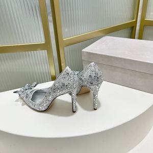 รองเท้าเจ้าสาวคริสตัลเพชรสำหรับผู้หญิง รองเท้าส้นเข็มดีไซน์เนอร์ประดับเพชร รองเท้าสำหรับงานเลี้ยงเจ้าสาว - Product Image 6