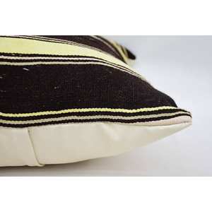Subtle Striped Wool Kilim Pillow 24x24 Inch Luxury Vintage <b>Fluffy</b> Pattern Woven Decorative Cushion for Living Room <b>Bedding</b> - Product Image 4