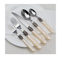 Benutzer definierte Edelstahl Gabel und Butter messer Perlmutt Griffe Besteck Set für Zuhause und Hotels