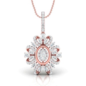 Colgante de Diamante Redondo Brillante con Corte en Flor, 0.62 Ct E-F VVS-VS, Diamante Cultivado en Laboratorio en Oro Sólido de 14K, Regalo de Aniversario de Bodas - Product Image 2