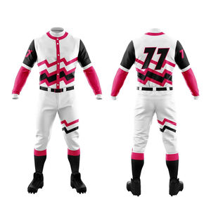 Ensemble d'uniformes de baseball et de softball respirants, à séchage rapide, de haute qualité, avec design personnalisé, grandes tailles, 100 % polyester, pour adultes, avec logo frontal - Product Image 1