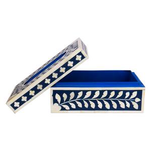 Boîte à mouchoirs rectangulaire en bois avec incrustations d'os polies, design artisanal, taille et forme personnalisables, haute qualité - Product Image 3