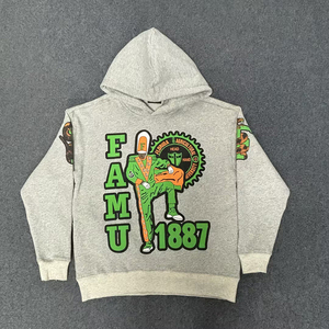 เสื้อฮู้ดดี้สตรีทแวร์ผ้าฝ้ายคอมบ์ฟลีซเนื้อนุ่ม ระบายอากาศได้ดี สไตล์วินเทจ สำหรับฤดูใบไม้ร่วง  แบบยูนิเซ็กซ์  รับผลิตตามแบบ OEM พร้อมกราฟิกโลโก้ตามสั่ง - Product Image 1