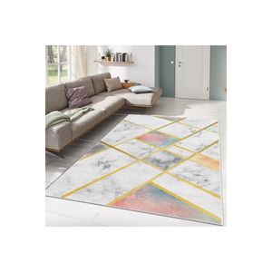 Alfombra de piel con aspecto de mármol clásico Patrón rectangular de felpa Impreso digital para el hogar Sala de estar o piso Tamaño grande para uso en el pasillo - Product Image 1