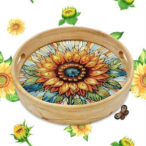 Bandeja de Servir de Madera Hecha a Mano con Asas, Diseño Tradicional, Ligera, de Alta Calidad para Ramadán, Bodas y Decoración del Hogar - Product Image 3