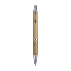 Stylo promotionnel personnalisé en bambou avec design à clipser - Product Image 1