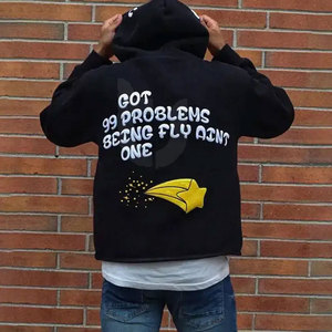 Sudaderas con Capucha de Algodón 100% para Hombre, Hechas en Pakistán, de Alta Calidad, Modernas, con Estampado Puff, 330g, Color en Contraste, Teñido Liso, Estilo Urbano - Product Image 2