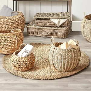 Tapis rond naturel en jonc de mer dans le salon Tapis décoratifs Fabriqué au Vietnam Matériau écologique pour la décoration de la maison Vente en gros - Product Image 4