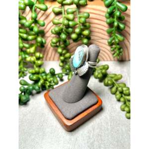Kobe Martinez Dry Creek Turquoise & Sterling Silver <b>Adjustable</b> Boho Statement <b>Ring</b> for Everyday Wear Smooth Cut Natural Stone - Product Image 3