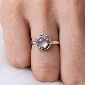 Bague de fiançailles et de mariage tendance en argent sterling 925 plaqué rhodium avec pierre précieuse en agate, bijoux faits à la main, style bohème, cadeau pour femme - Product Image 5