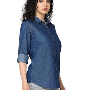 <b>Women</b> High Quality Casual Denim Shirts <b>Soft</b> Cotton <b>Jeans</b> Outwears Summers Breathable Simple Shirts <b>Women</b> All Scissions Wearing - Product Image 2