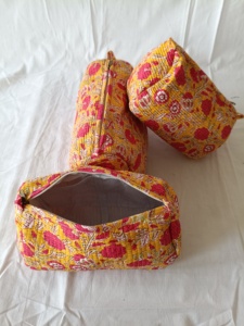 Bolsa Ecológica para Mujer, Bolsa de Maquillaje de Viaje con Estampado de Loto Indio, Bolsas de Algodón Acolchadas con Cremallera - Product Image 4