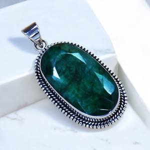 Bijoux fins pendentifs et breloques en argent sterling 925 émeraude pierres précieuses pendentifs fins pour la fabrication de bijoux - Product Image 2