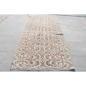4.3x8 ft Rug, Vintage Turkish Rug, <b>Red</b> <b>Wool</b> Rug - Product Image 1