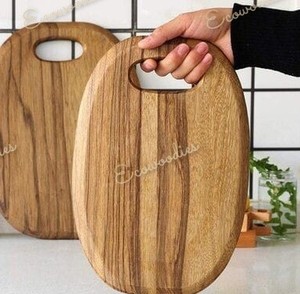 Planche à découper unique en bois d'acacia avec trou facile à saisir pour le pain, le fromage, les noix et les fruits Planche à fromage en bois pour la cuisine - Product Image 6