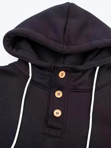 High Quality Oversized Men's 1/4 Quarter Button Pullover Hoodies Heavy <b>Vintage</b> <b>Sweatshirts</b> Plain Streetwear Wholesale - Product Image 4